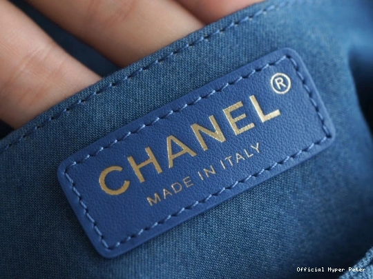 Hyper Peter Crush Pearl CHANEL Flap Mini Blue Denim Quilted 0707